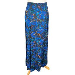 Liz Baker Essentials Blue Floral Midi Length Skirt Size Small Elastic Waist